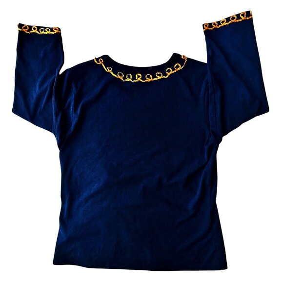 VTG  Jack B Quick Jack O Lantern Top Small  Halloween Black Embellished Applique - Picture 9 of 12